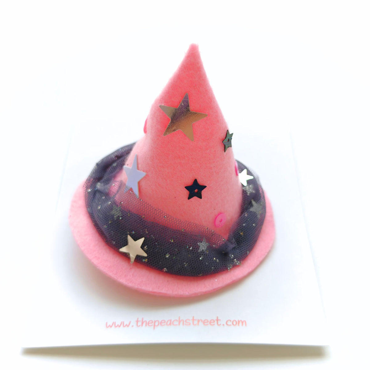 🌸🔮 Pink Starry Witch Hat (Clip / Headband)