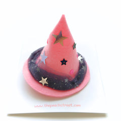 🌸🔮 Pink Starry Witch Hat (Clip / Headband)