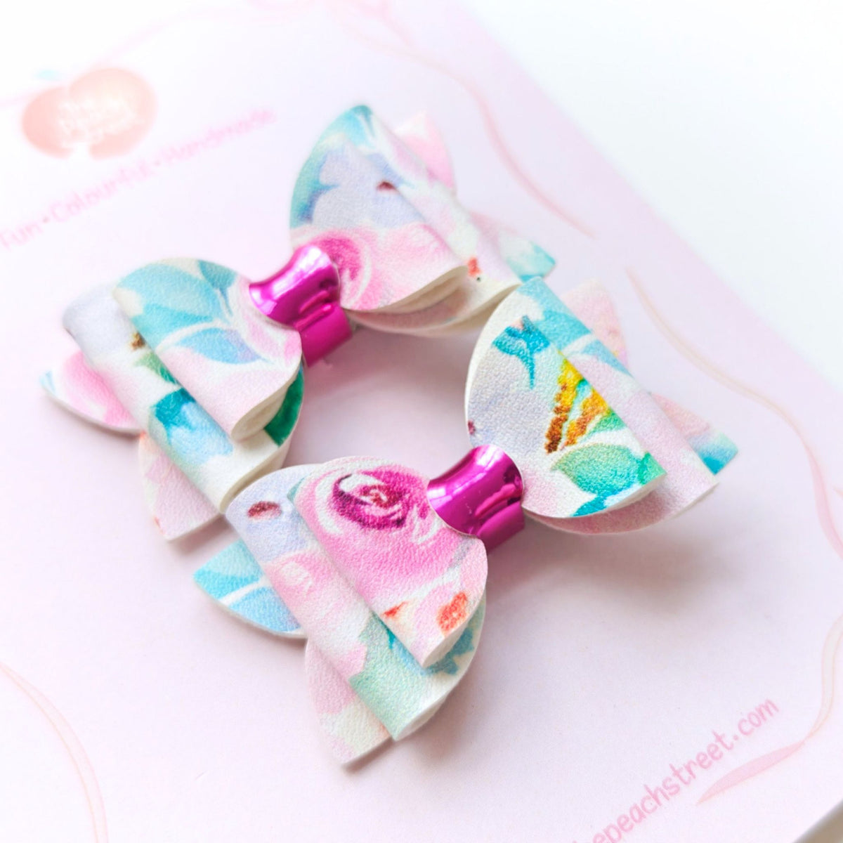Rosy Posy Pigtail Bows