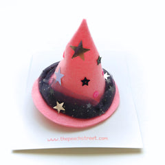 🌸🔮 Pink Starry Witch Hat (Clip / Headband)