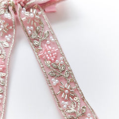 Blush Garden Zari Bow Hair Clip