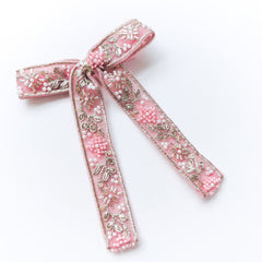 Blush Garden Zari Bow Hair Clip