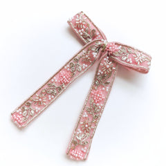 Blush Garden Zari Bow Hair Clip