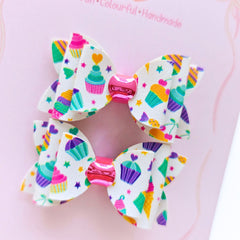 Cupcake Party Pigtail Bows