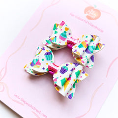 Cupcake Party Pigtail Bows
