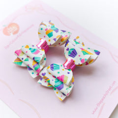 Cupcake Party Pigtail Bows