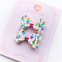 Cupcake Party Pigtail Bows