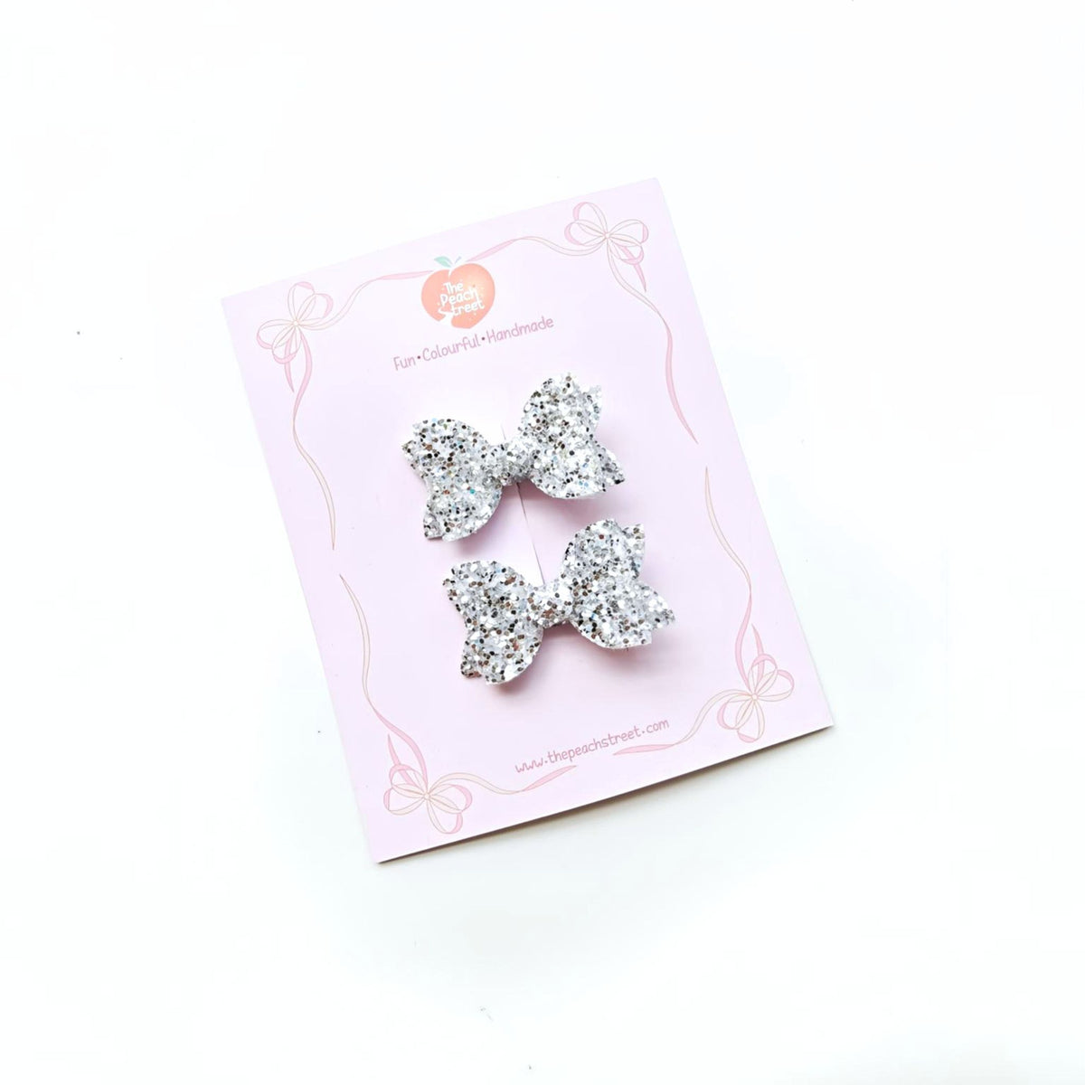 Mini Bows- Glittery Silver