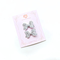 Mini Bows- Glittery Silver