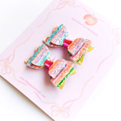 Rainbow Stripe Pigtail Bows