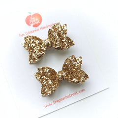 Pigtail Bows- Gold