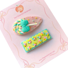 Candy Swirl & Star Sprinkle Snap Clips