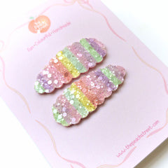 Pastel Rainbow Sparkle Snap Clip Set