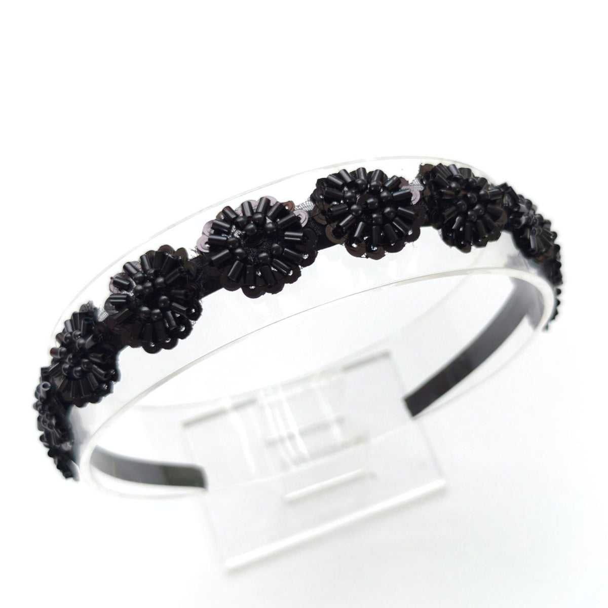🖤 Midnight Bloom Beaded Hairband