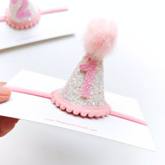 Pink Confetti Birthday Party Hat Headband