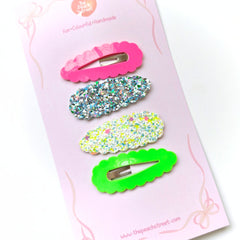 🌈 Neon Sparkle Snap Clip Set