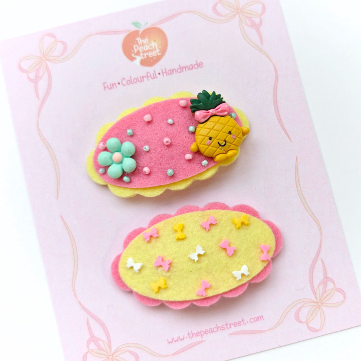 Pineapple & Bow Sprinkle Snap Clips