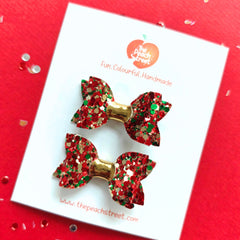 Holly Sparkle Pigtail Bows 🎅✨