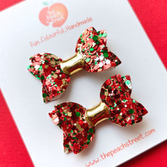 Holly Sparkle Pigtail Bows 🎅✨