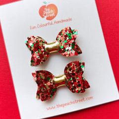 Holly Sparkle Pigtail Bows 🎅✨