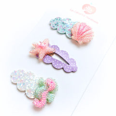 Sea Pearl Sparkle Clip Set
