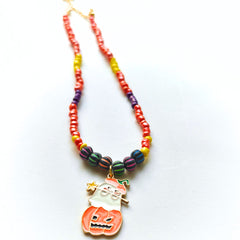 Ghostly Pumpkin Bead Necklace