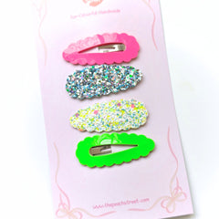 🌈 Neon Sparkle Snap Clip Set