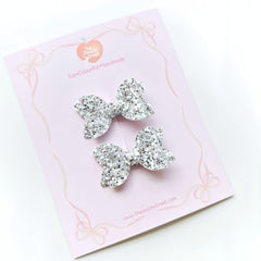 Mini Bows- Glittery Silver