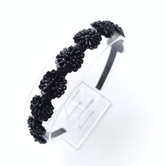 🖤 Midnight Bloom Beaded Hairband