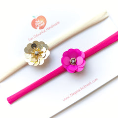 Gul Sequin Flower Baby Headbands