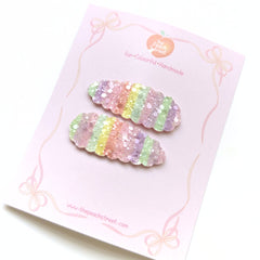 Pastel Rainbow Sparkle Snap Clip Set
