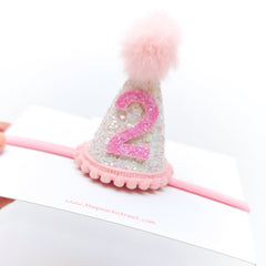 Pink Confetti Birthday Party Hat Headband