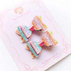 Rainbow Stripe Pigtail Bows