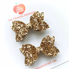 Pigtail Bows- Gold