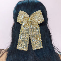 Noor Zari Bow Hair Clip – Gold / Silver
