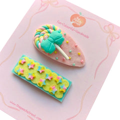 Candy Swirl & Star Sprinkle Snap Clips
