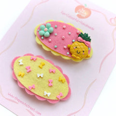 Pineapple & Bow Sprinkle Snap Clips