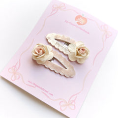 Ivory Rose Snap Clips