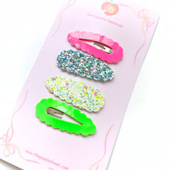 🌈 Neon Sparkle Snap Clip Set
