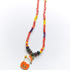 Ghostly Pumpkin Bead Necklace