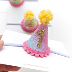 Rainbow Party Hat Birthday Headband
