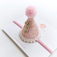 🌸 Pink Sparkle Birthday Hat Headband