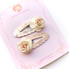 Ivory Rose Snap Clips