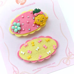Pineapple & Bow Sprinkle Snap Clips