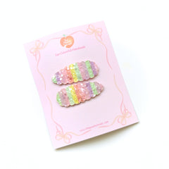 Pastel Rainbow Sparkle Snap Clip Set