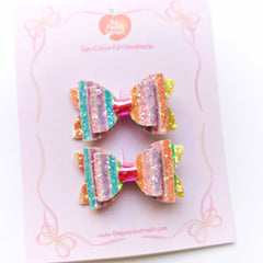 Rainbow Stripe Pigtail Bows