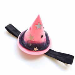 🌸🔮 Pink Starry Witch Hat (Clip / Headband)