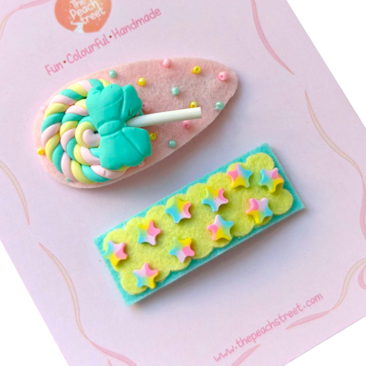 Candy Swirl & Star Sprinkle Snap Clips