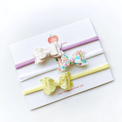 Pastel Micro Bow Headband Set