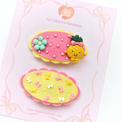 Pineapple & Bow Sprinkle Snap Clips